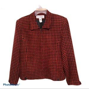 Vintage Norton McNaughton red houndstooth blazer